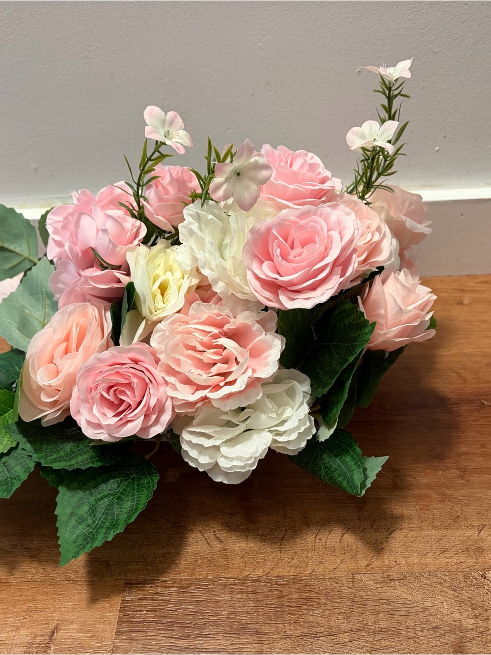 Soft Pink and White Faux Rose Floral arrangements